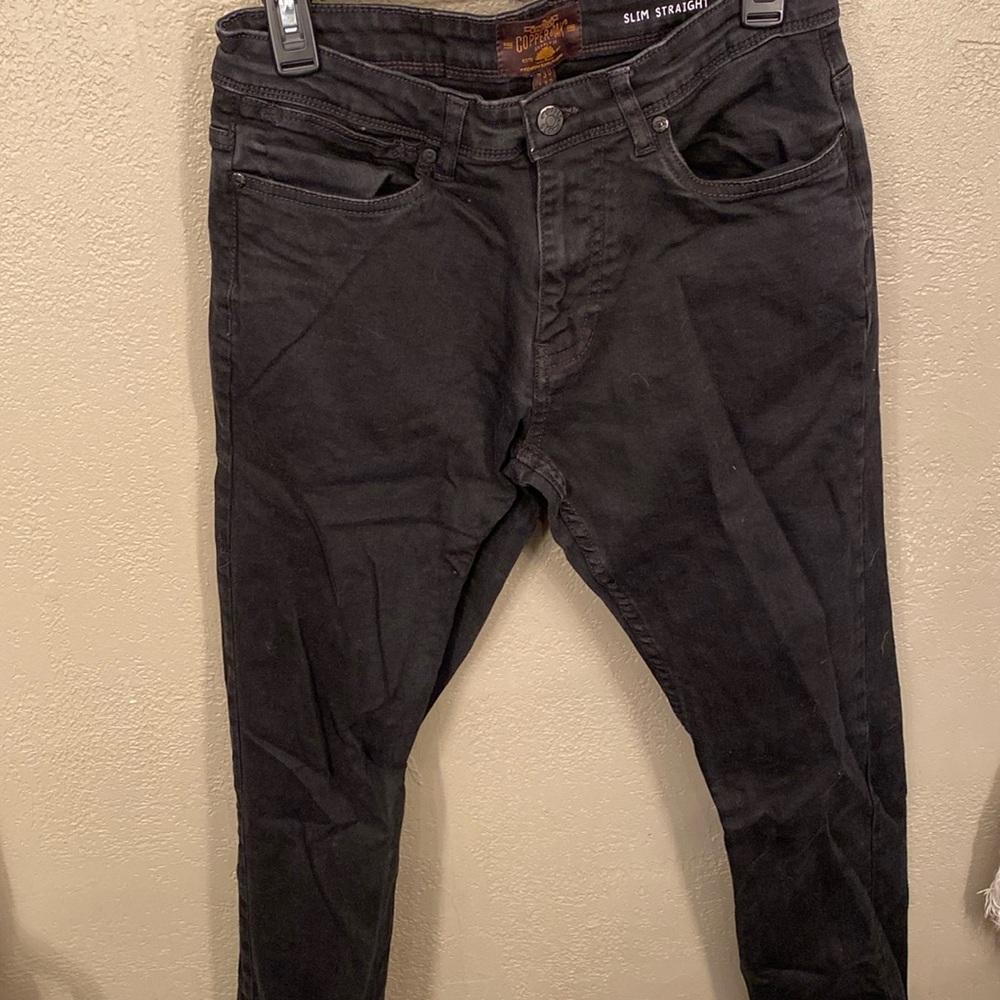 Copper Oak slim straight black jeans